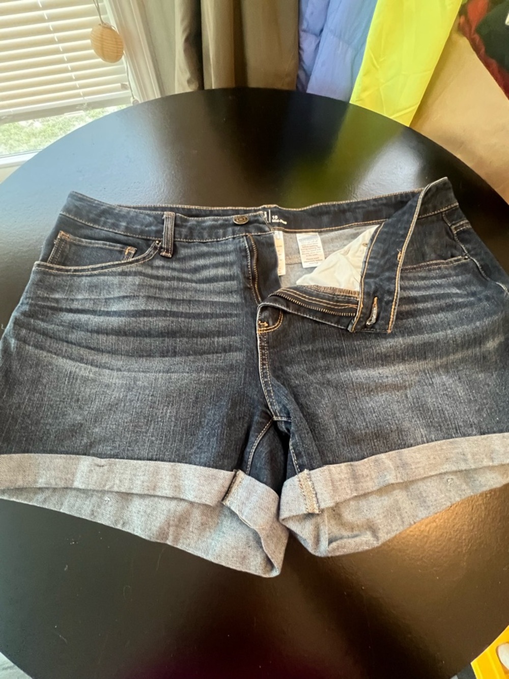 Time and Tru Dark Blue Rolled Cuff Jean Shorts